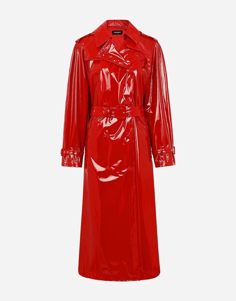 Patent leather trench coat
