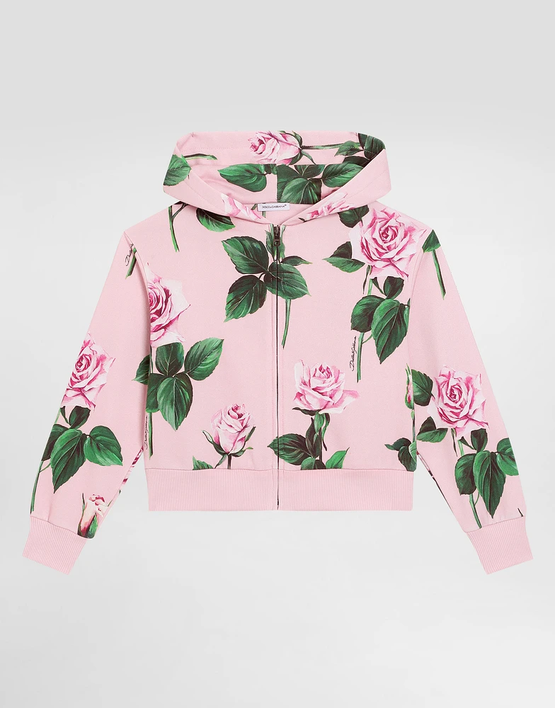 Hoodie with rose print