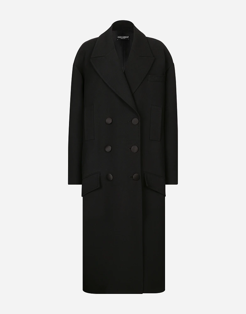 Oversize coat double wool crepe