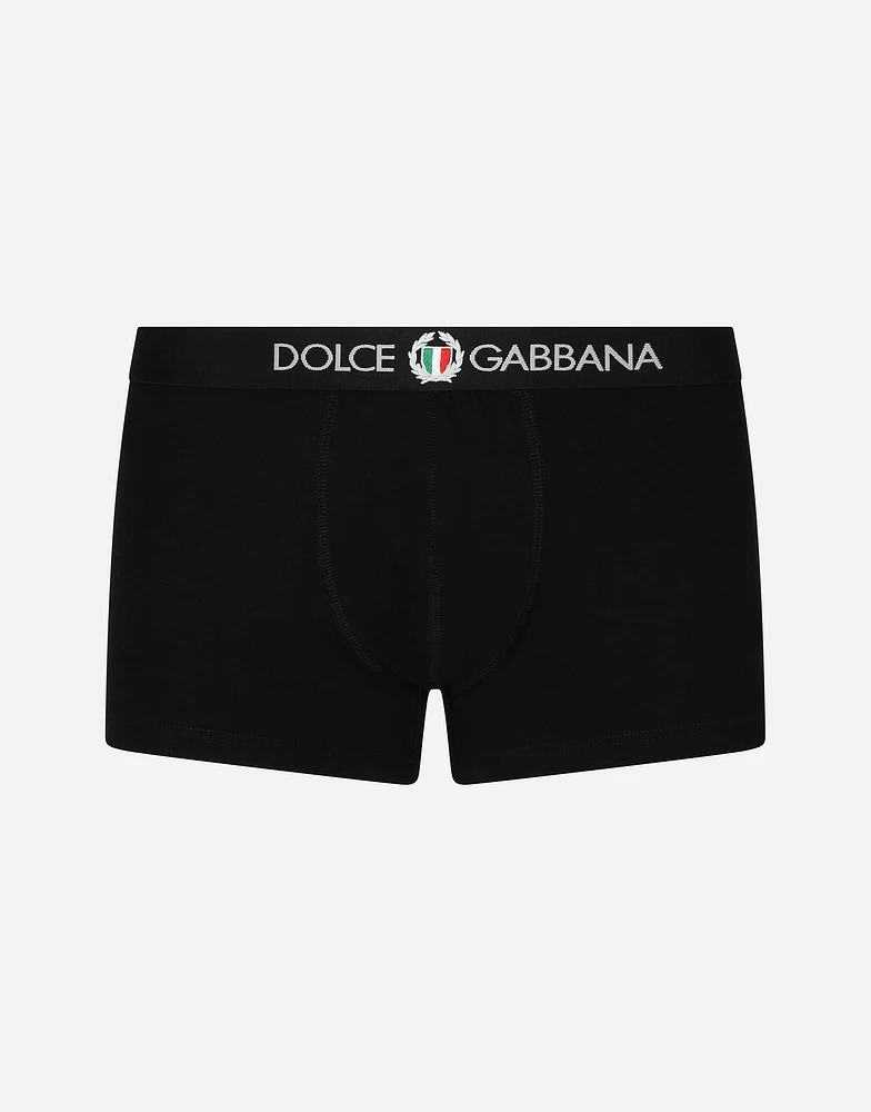 Two-way-stretch jersey regular-fit boxers with emblem