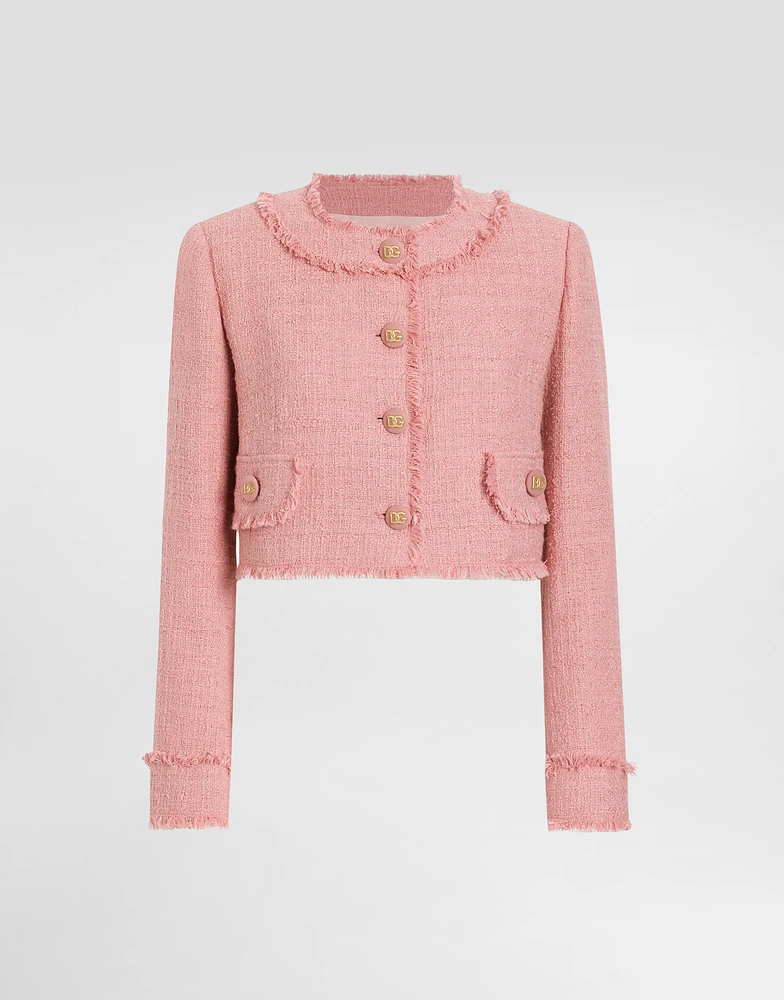 Short raschel tweed jacket