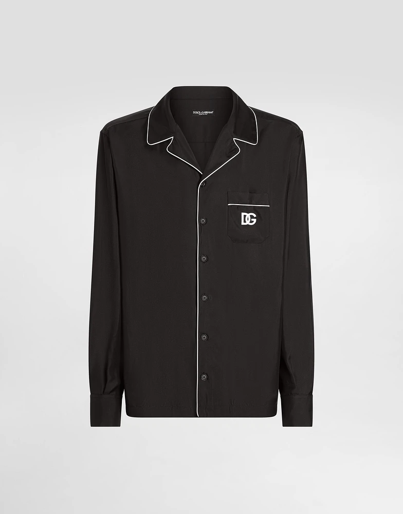 Silk shirt with DG logo-embroidered patch