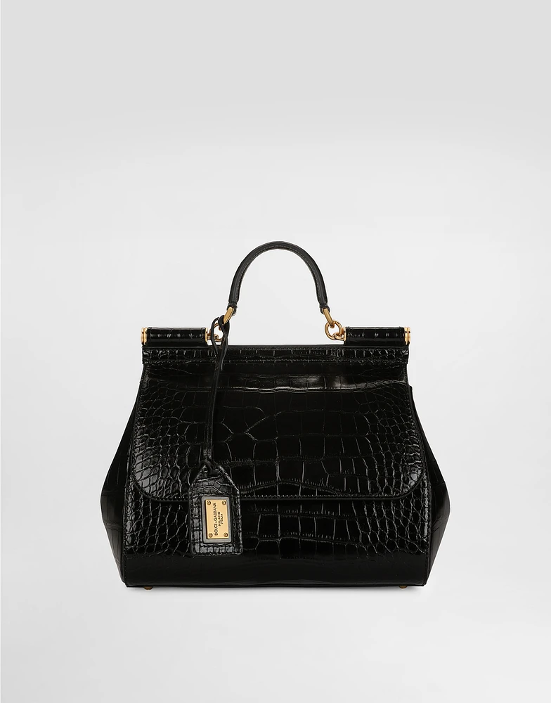 Large Sicily handbag in alligator leather