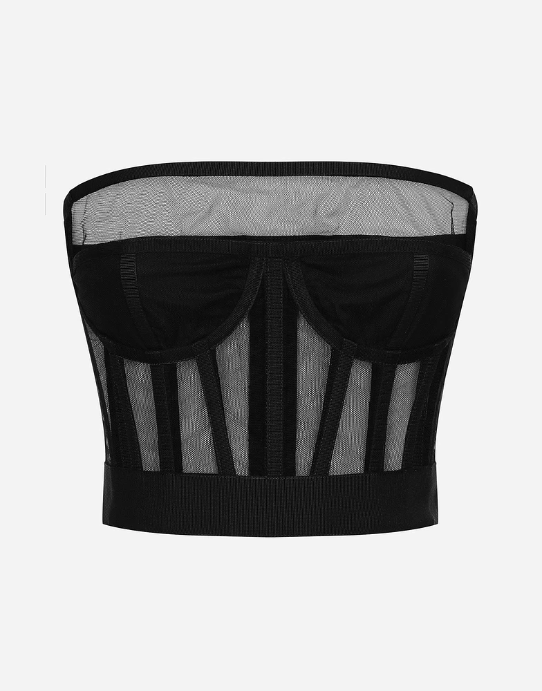 Tulle bustier top with boning
