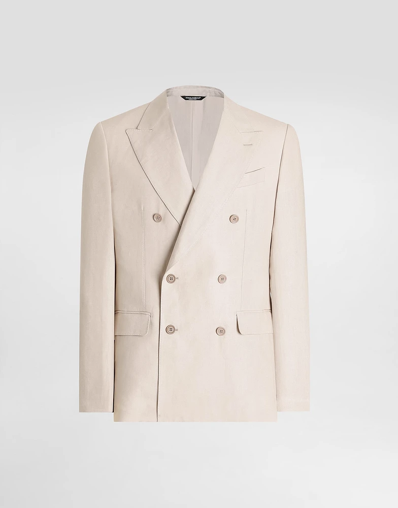 Double-breasted linen fabric jacket