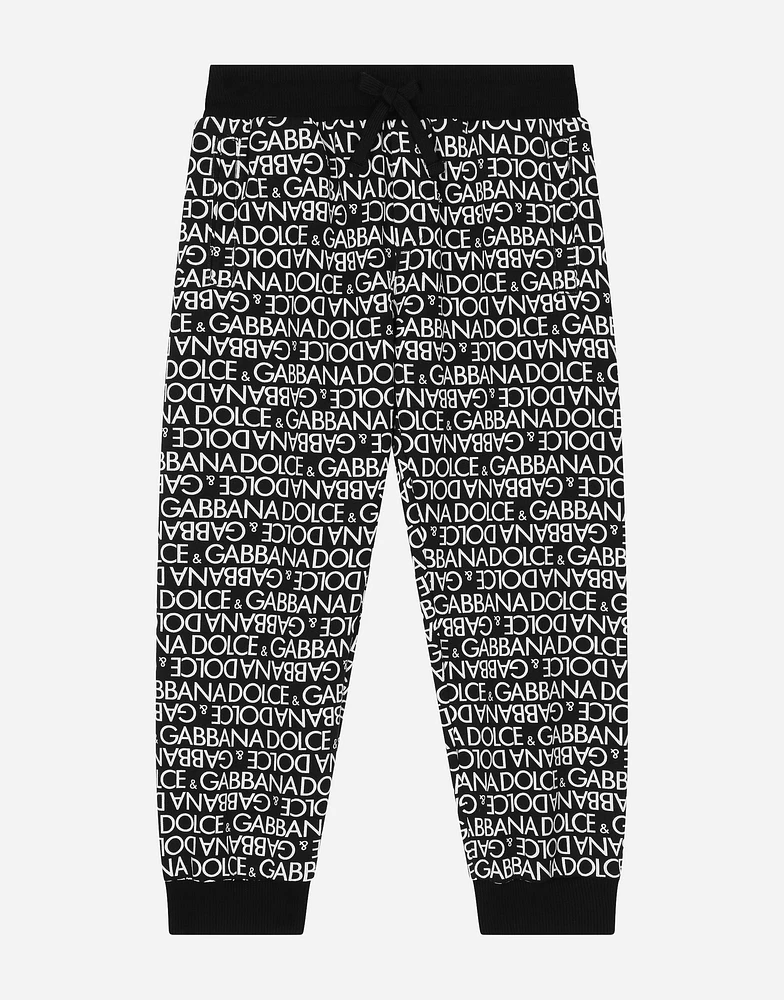 Cotton jogging pants with the all-over logo print