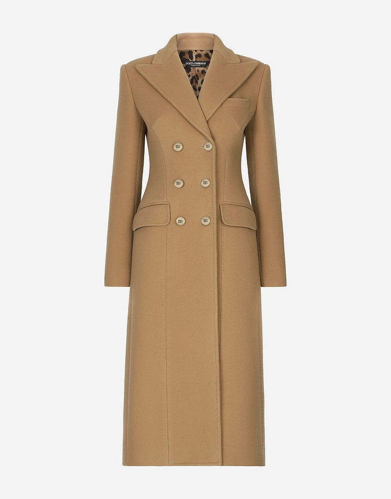 Long double-breasted wool and cashmere coat