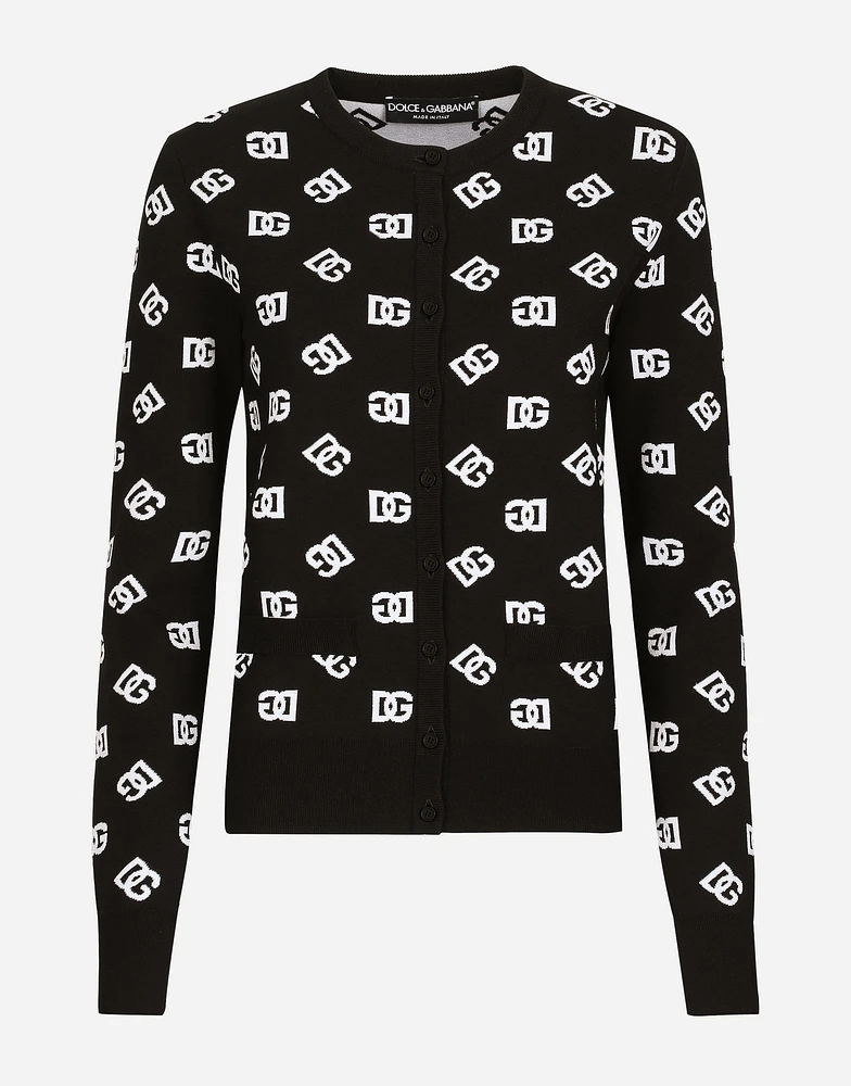 Viscose cardigan with jacquard DG logo