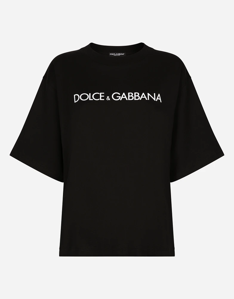 Short-sleeved cotton T-shirt with Dolce&Gabbana lettering