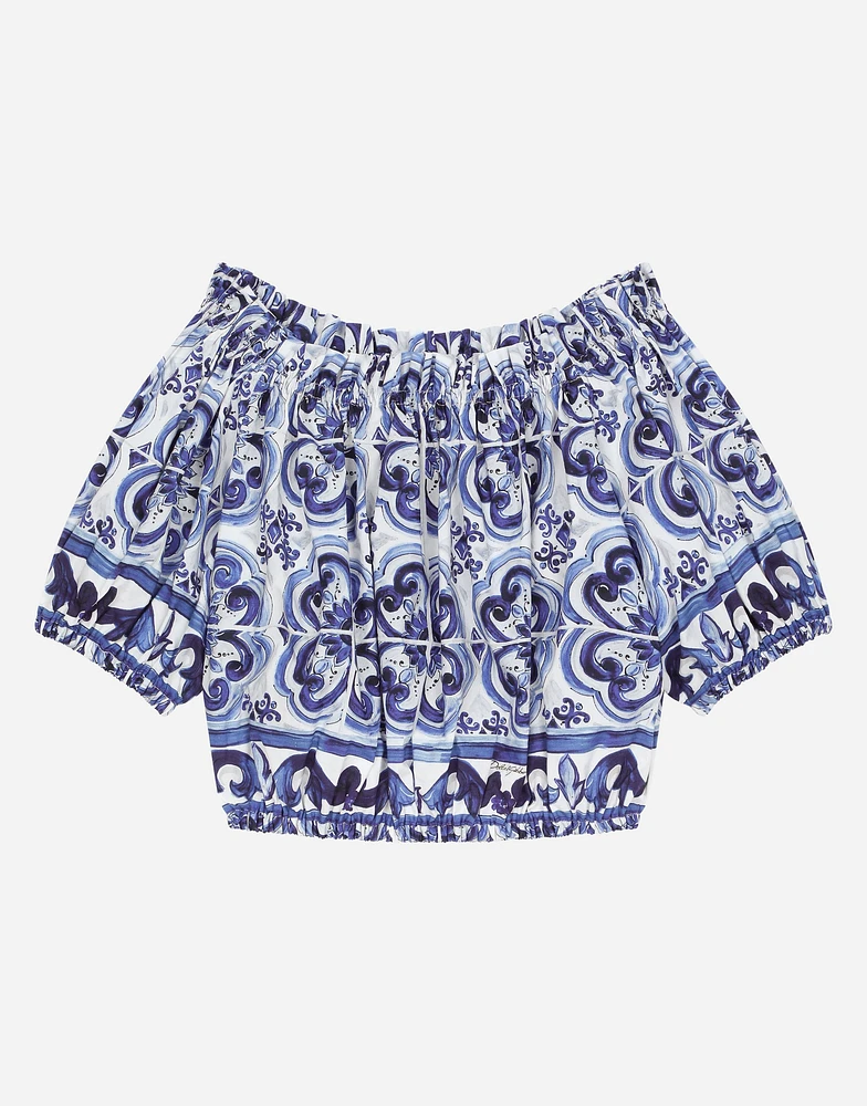 Majolica-print poplin top