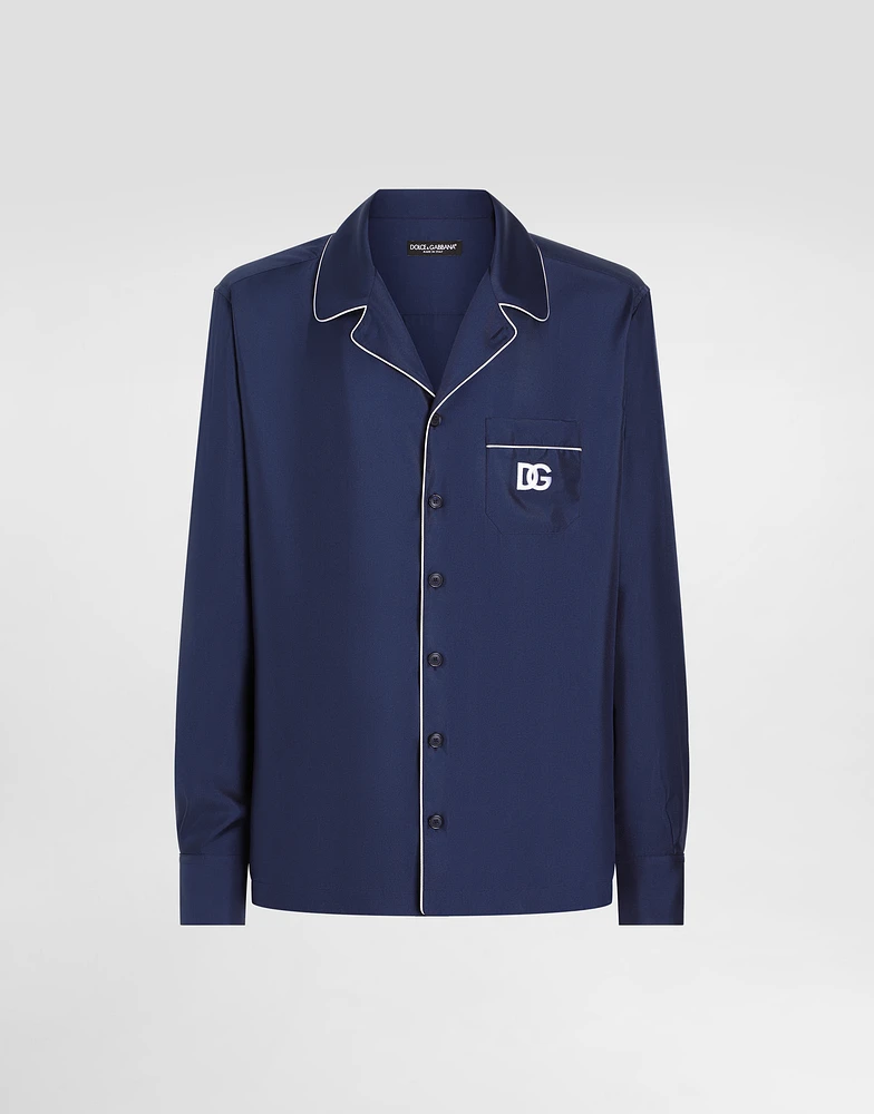 Silk shirt with DG logo-embroidered patch