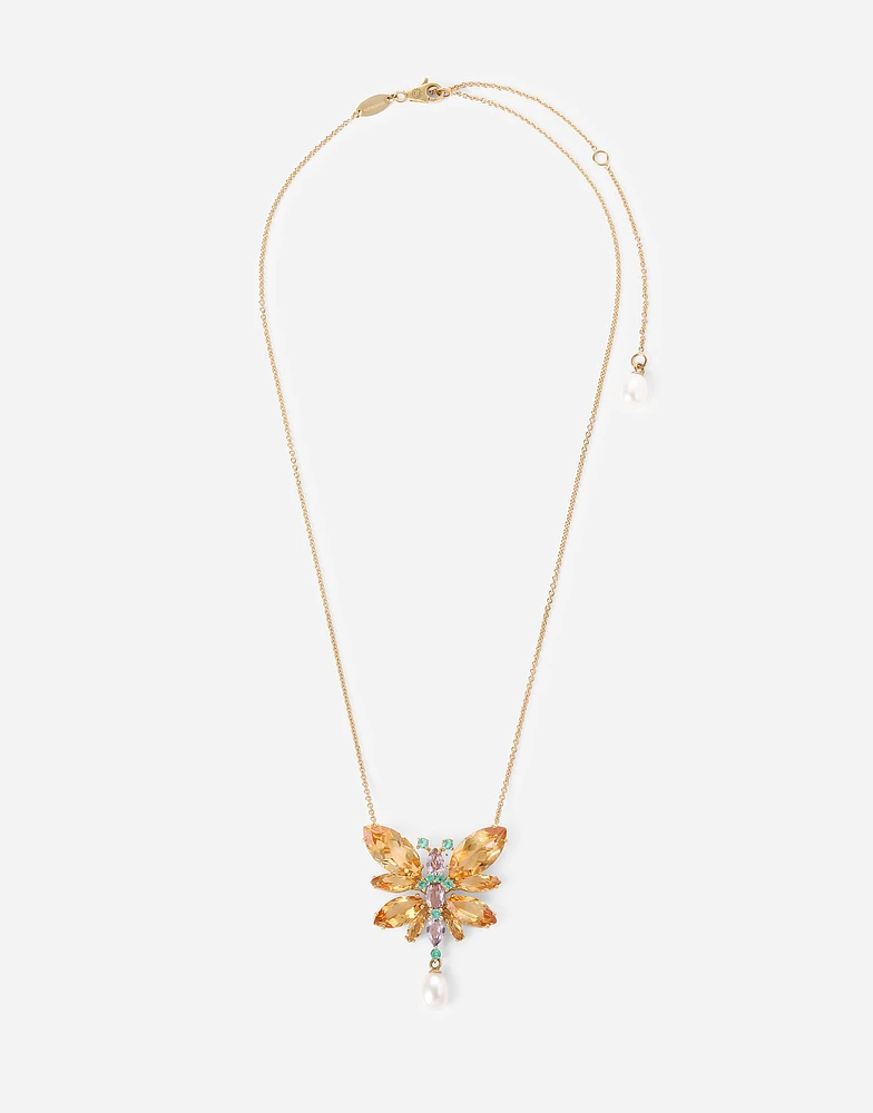 Butterfly Necklace 18-carat yellow gold and citrines