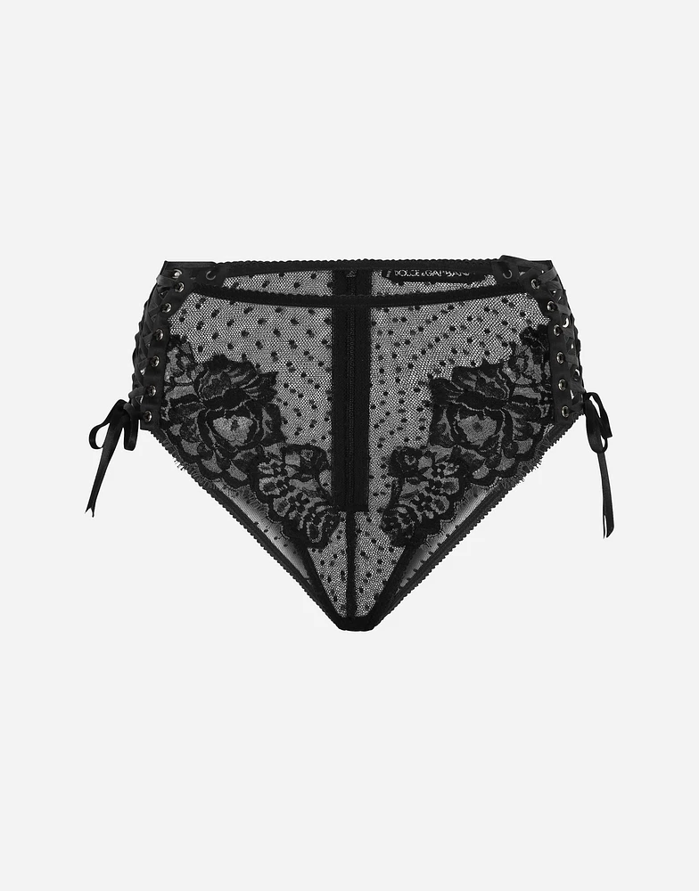 High-waisted lace briefs