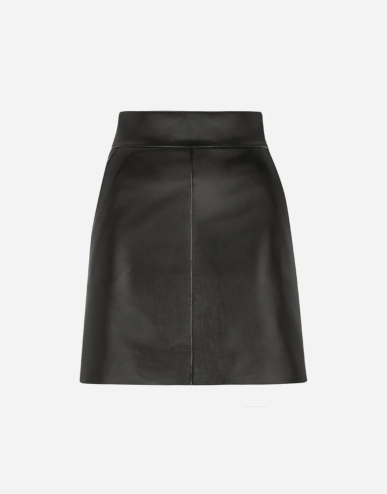 Short leather skirt