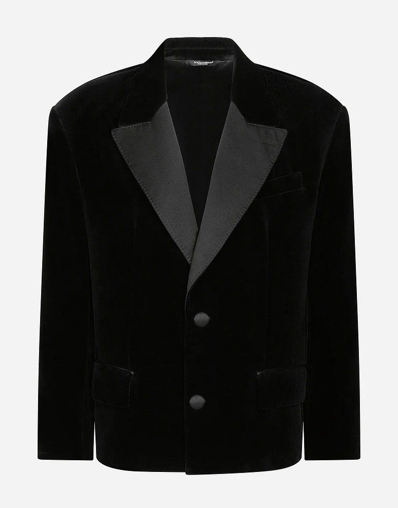 Oversize single-breasted velvet jacket