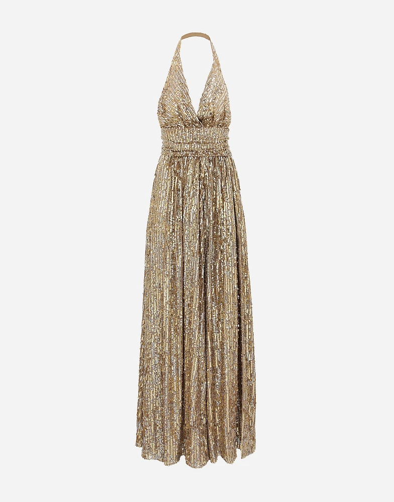 Long sequined dress with slit