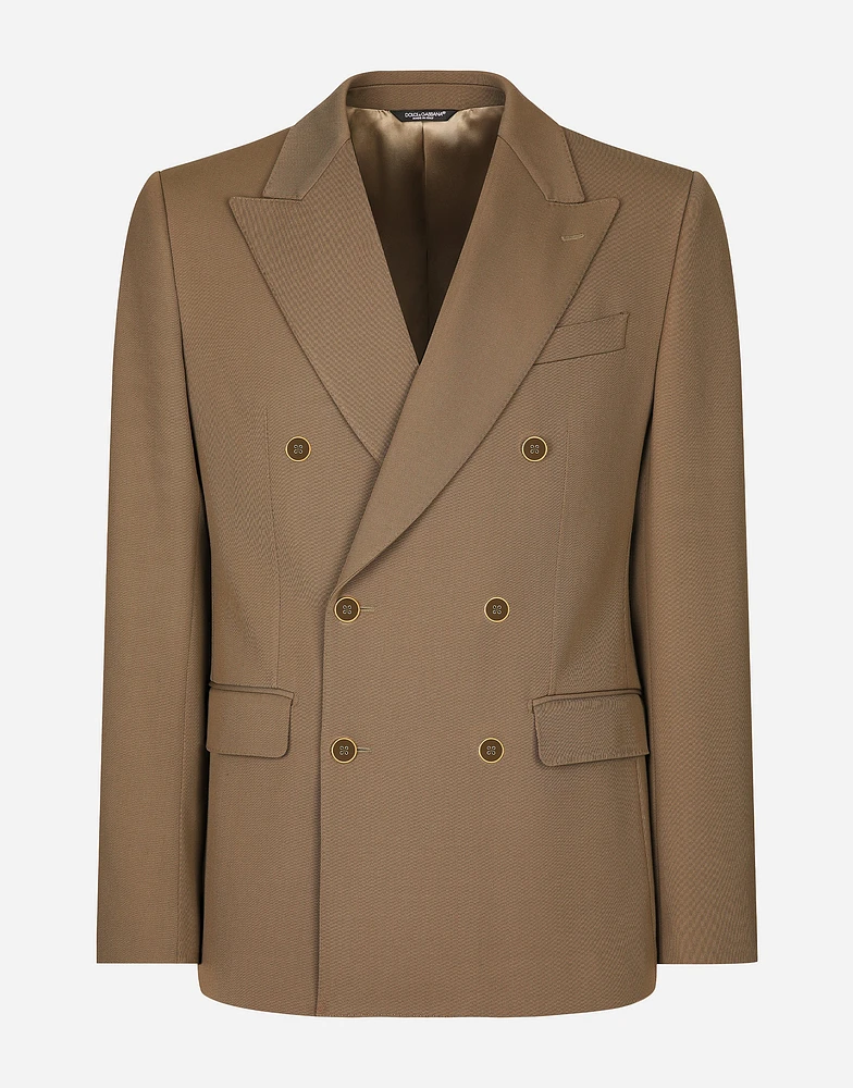 Double-breasted technical gabardine jacket