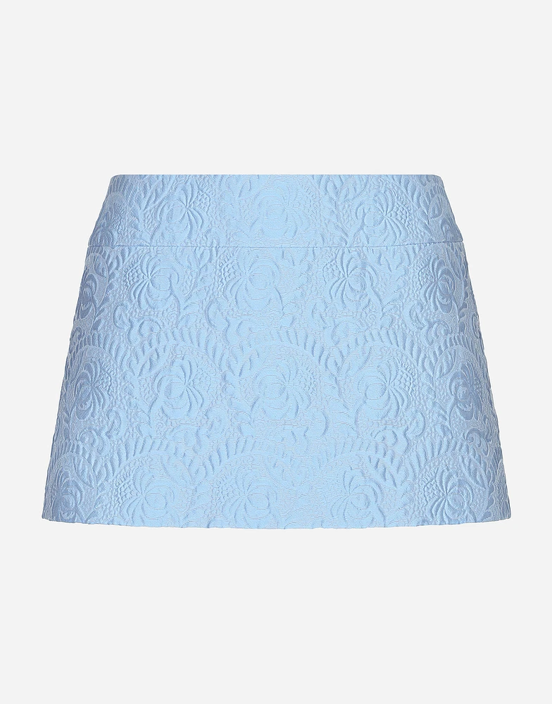 Floral quilted jacquard miniskirt