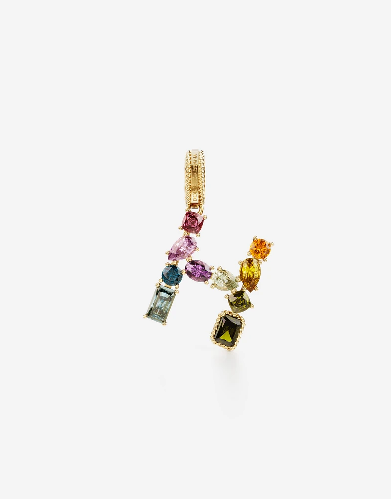 Charm H Lettering 18-carat yellow gold and multicolored gems