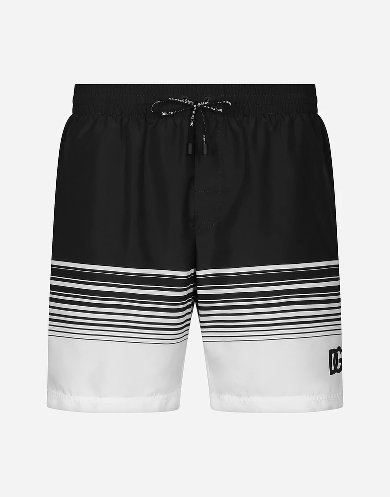Mid-rise swim trunks with DG print