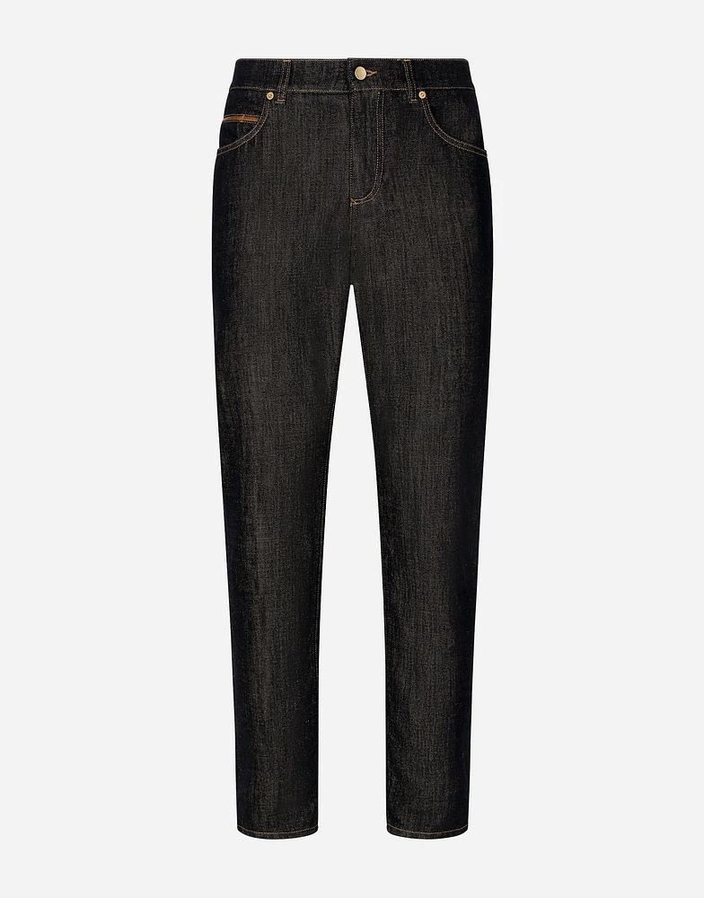 Regular-fit blue denim jeans