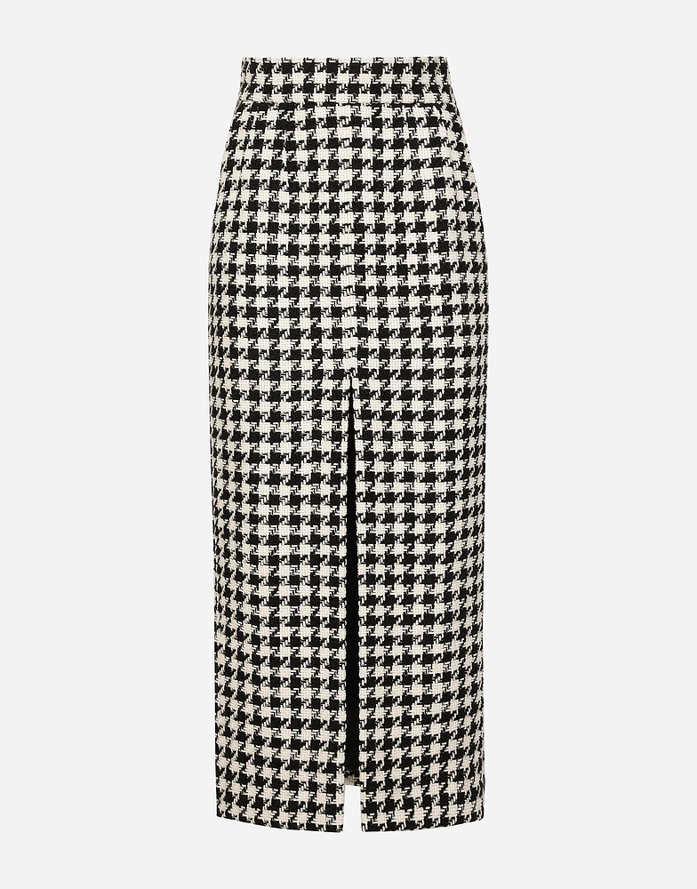 Long macro-houndstooth skirt