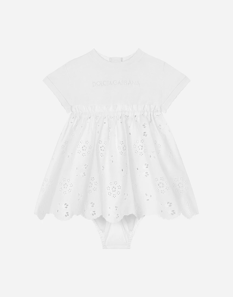 Jersey and poplin dress with Dolce&Gabbana logo