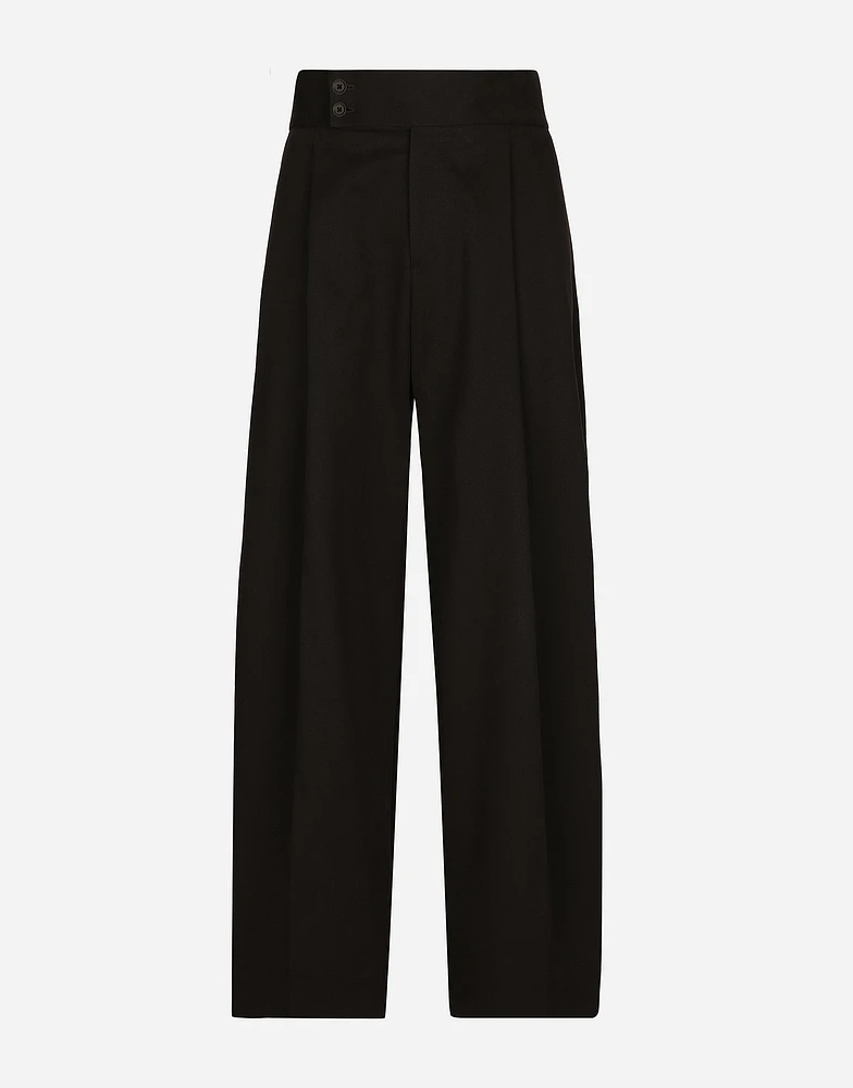 Tailored cotton pants with darts