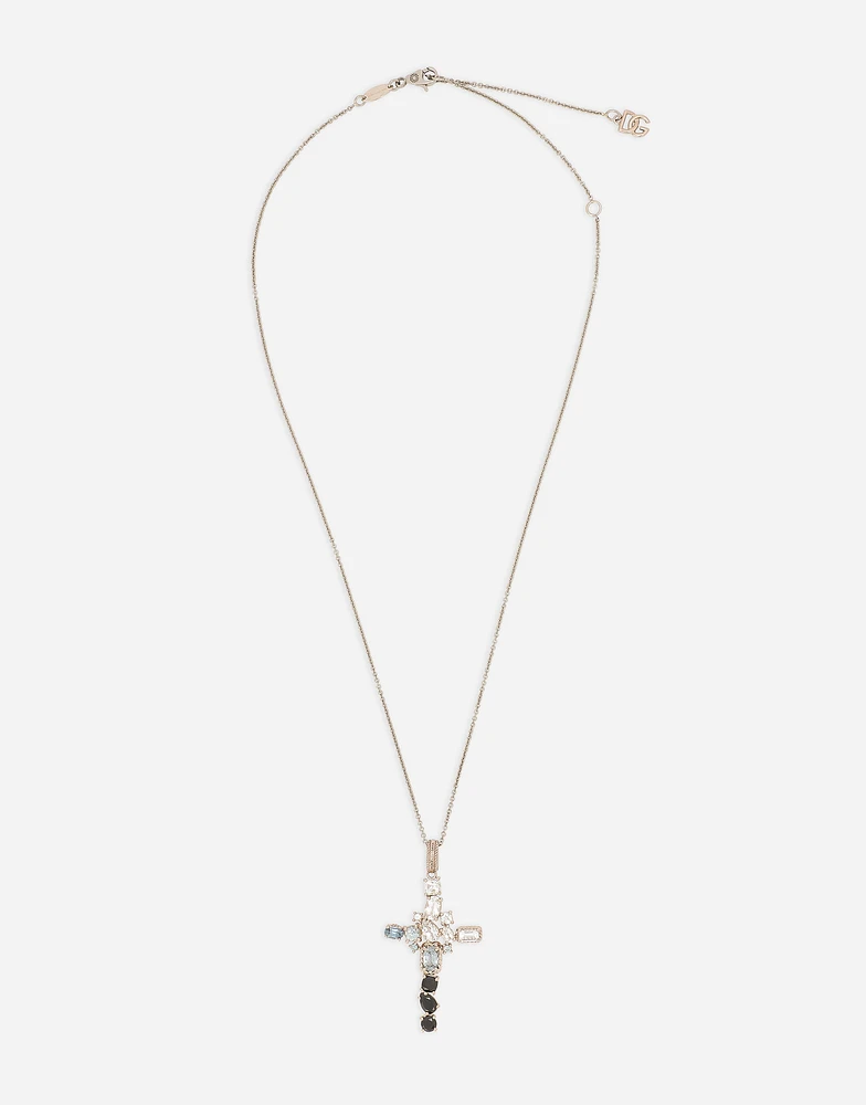 Rainbow Monochrome Pendant 18-carat white gold, colorless topazes and gray and black spinels