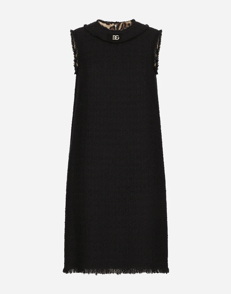Raschel tweed calf-length dress with DG logo