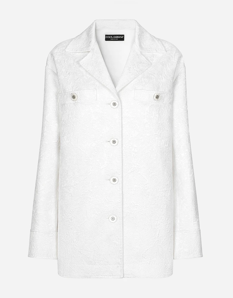 Short single-breasted brocade coat