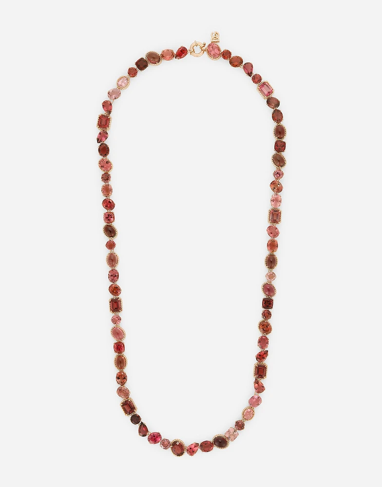 Rainbow Monochrome Sautoir 18 carat red gold and pink tourmalines