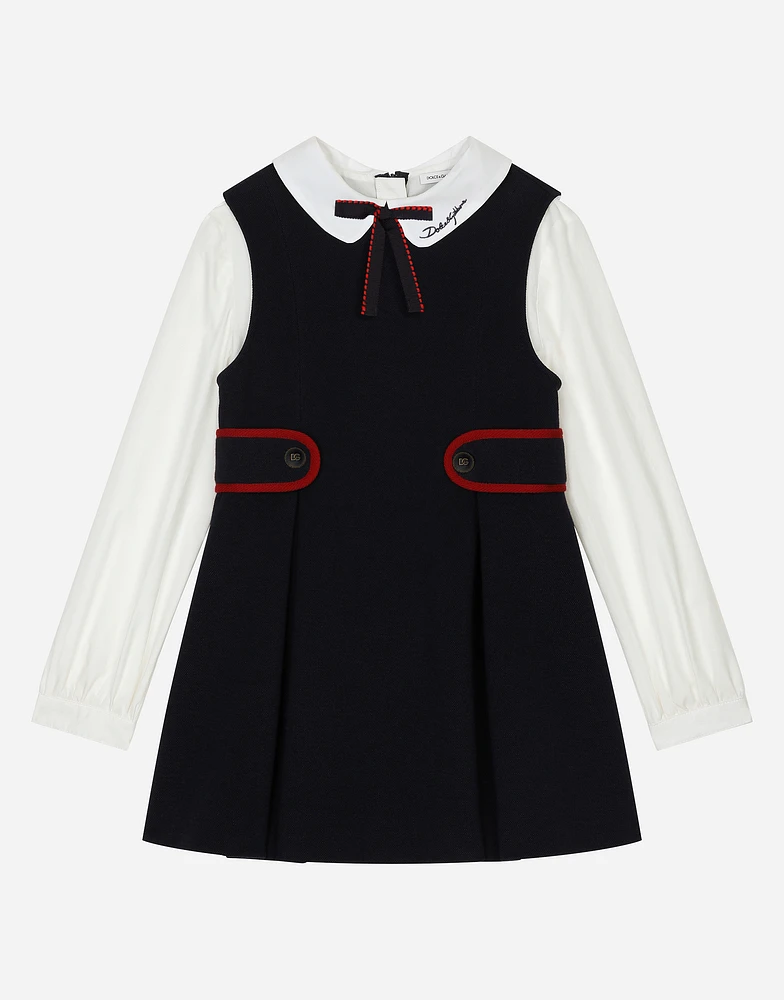 Piqué and poplin dress