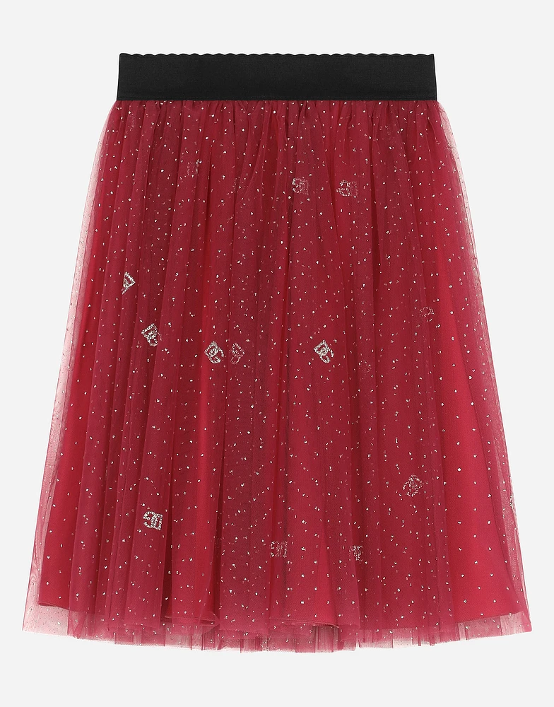 Glittery-print tulle skirt