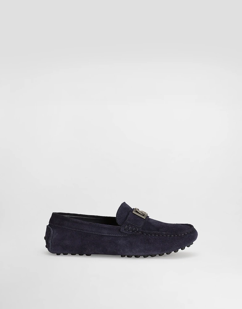 Split leather loafers with DG logo