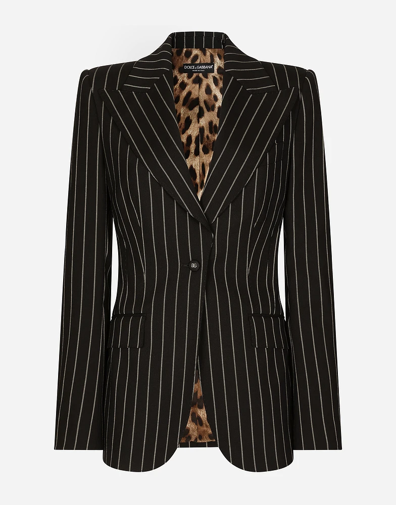 Pinstripe wool Turlington blazer