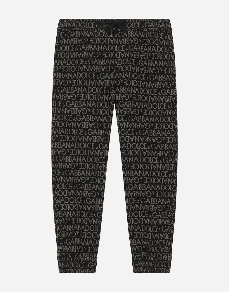 Cotton sports pants with jacquard logo