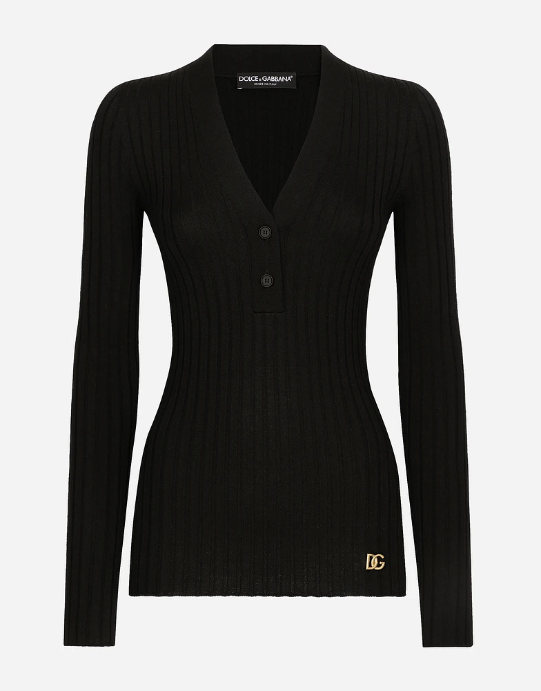 Wool flat-rib sweater