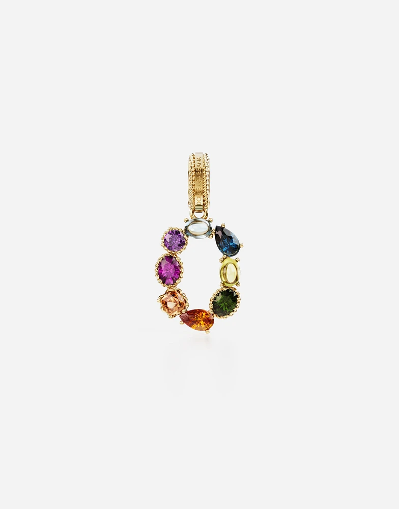 Charm Lettering 18-carat yellow gold and multicolored gems