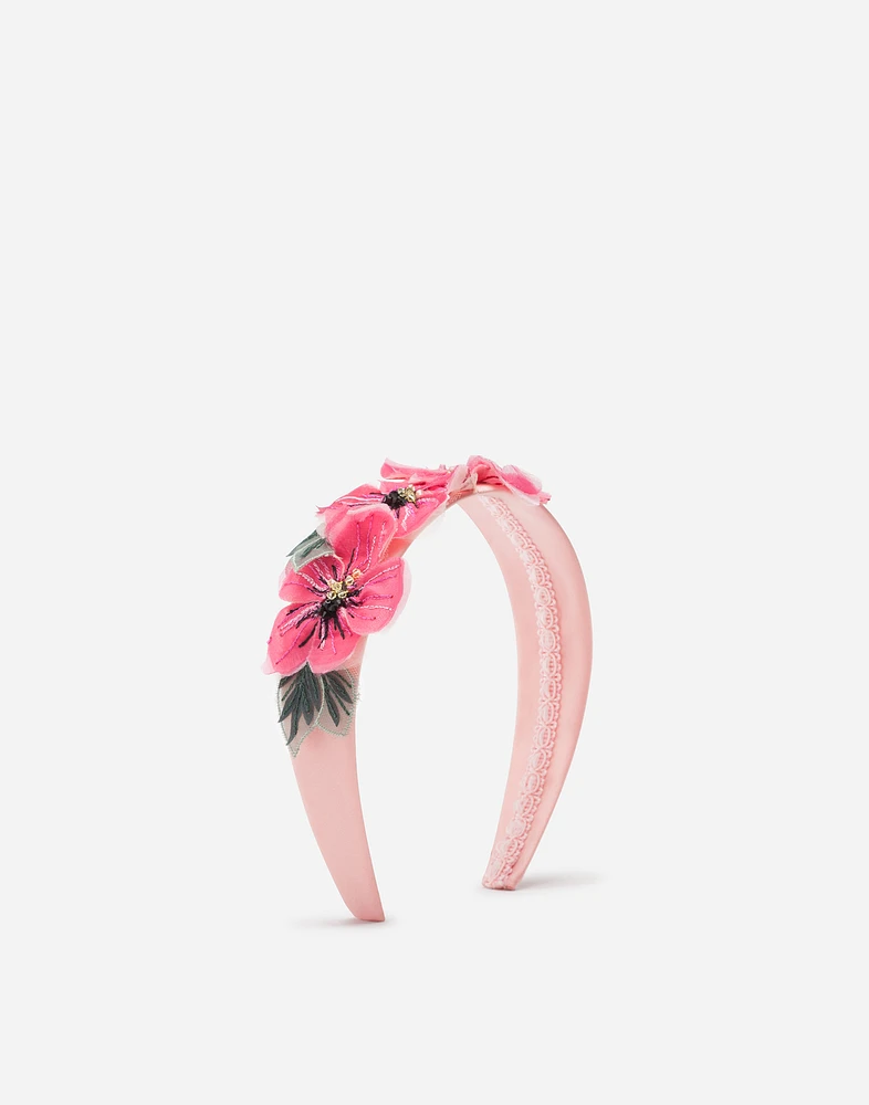 Headband with floral chiffon application
