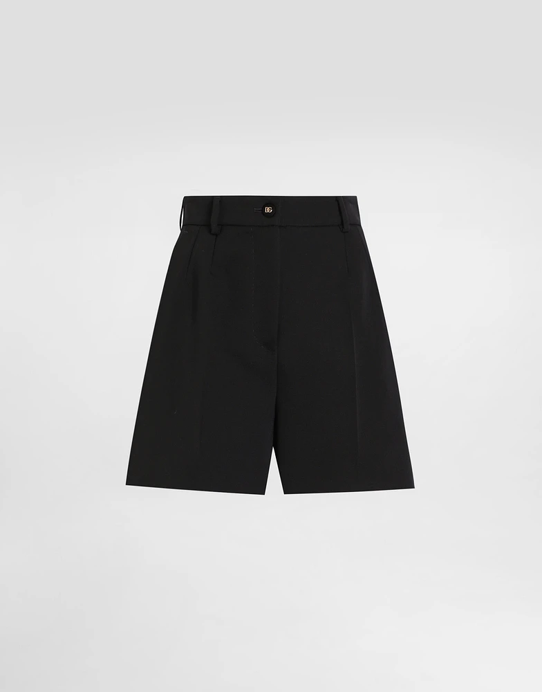 Woolen palazzo-style jogging pants