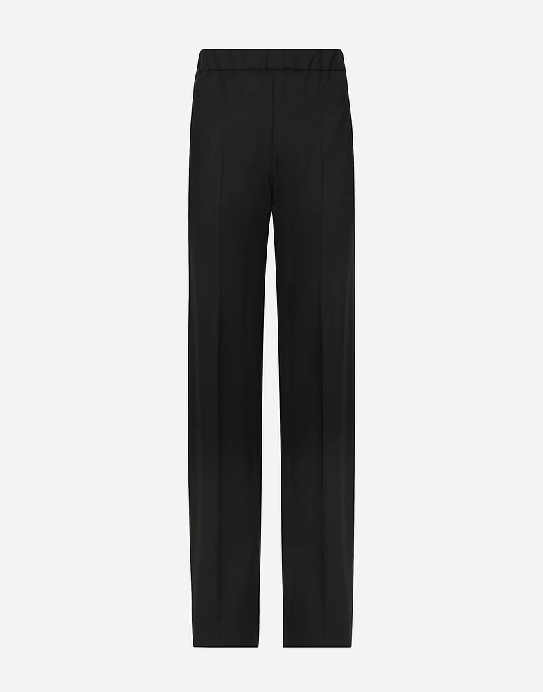 Flared stretch wool twill pants