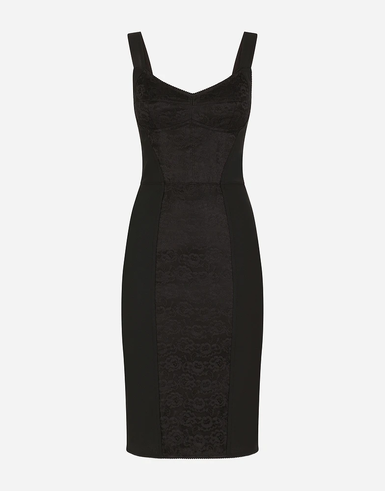 Corset-style midi dress powernet and lace