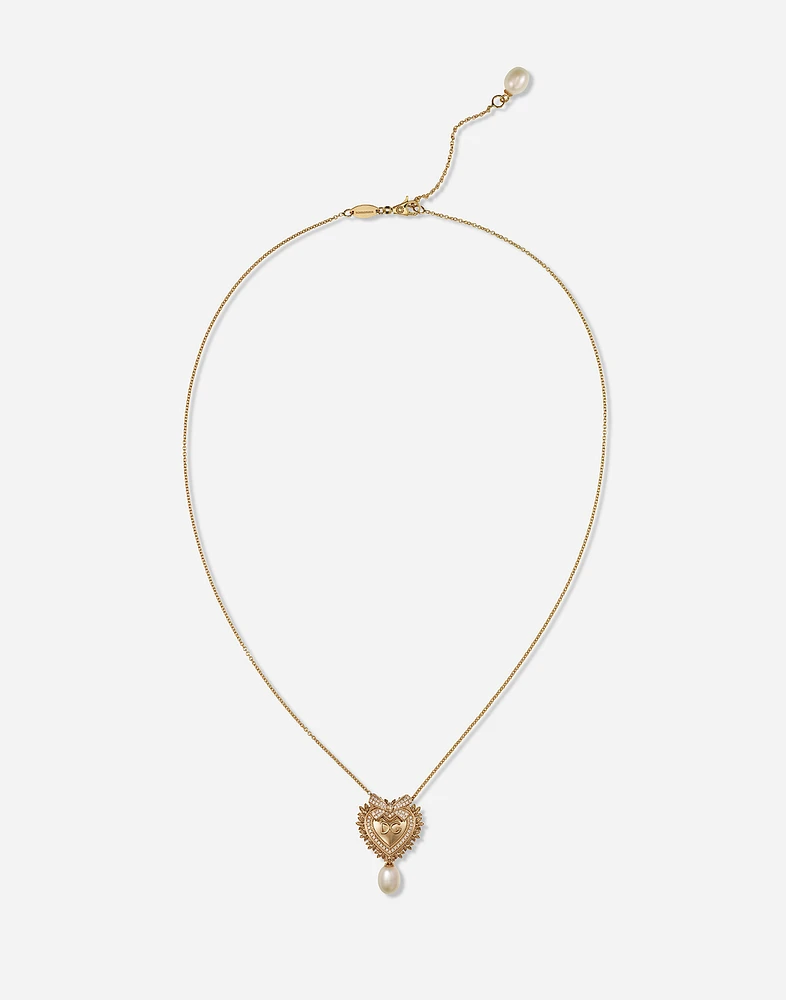 Devotion Necklace 18 carat yellow gold, diamonds and pearls