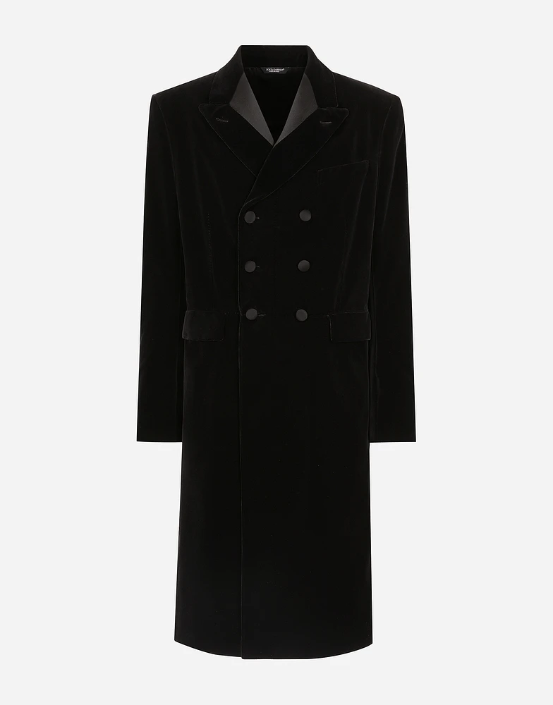 Velvet coat with satin details