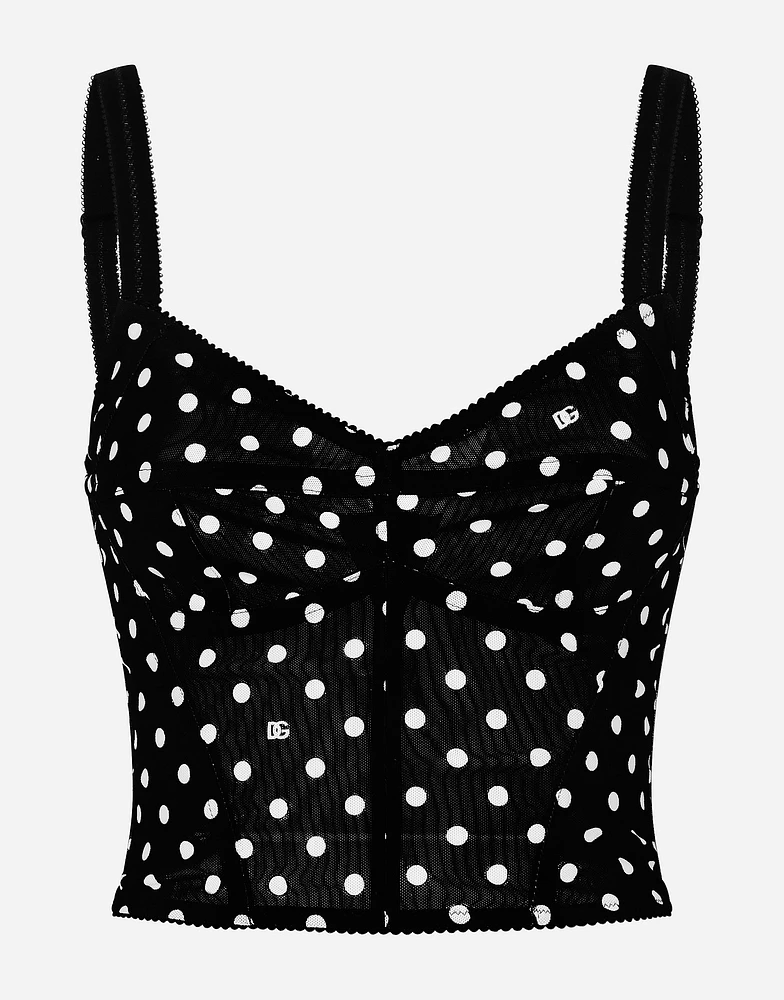 Polka-dot marquisette corset top