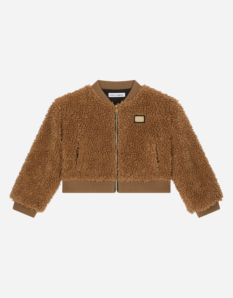 Padded faux shearling bomber jacket