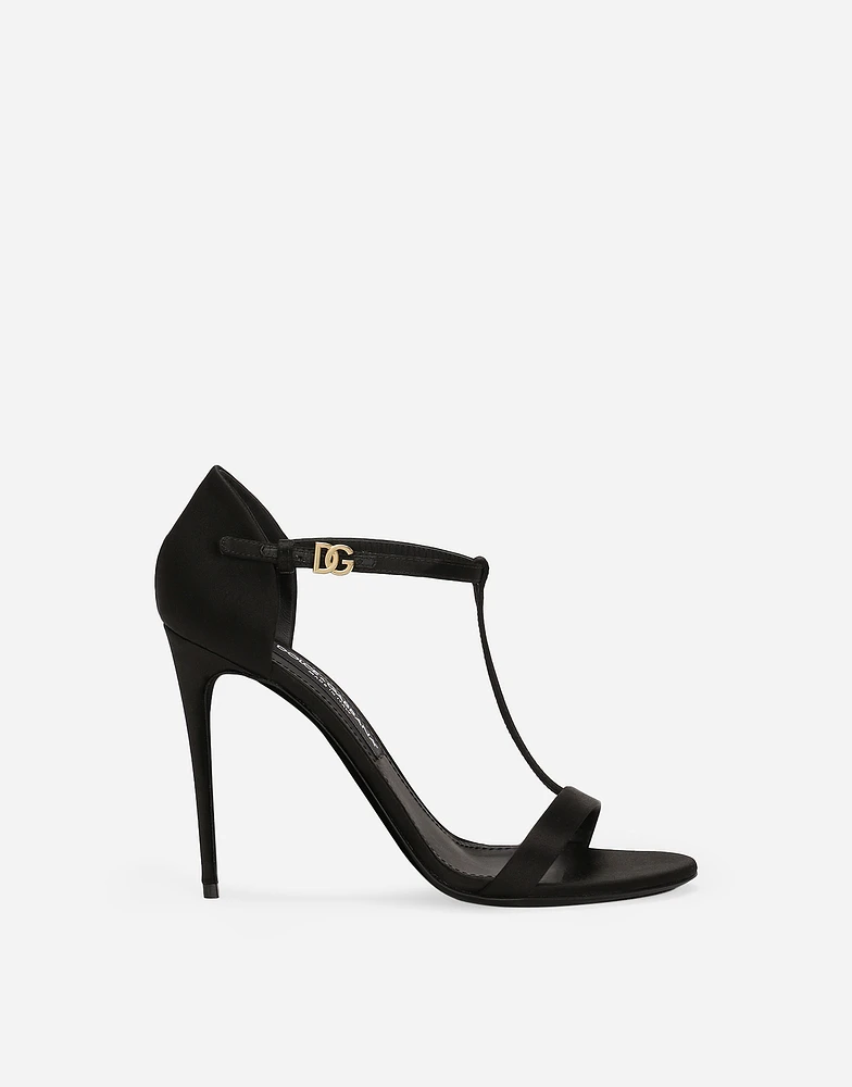 Satin T-bar sandals