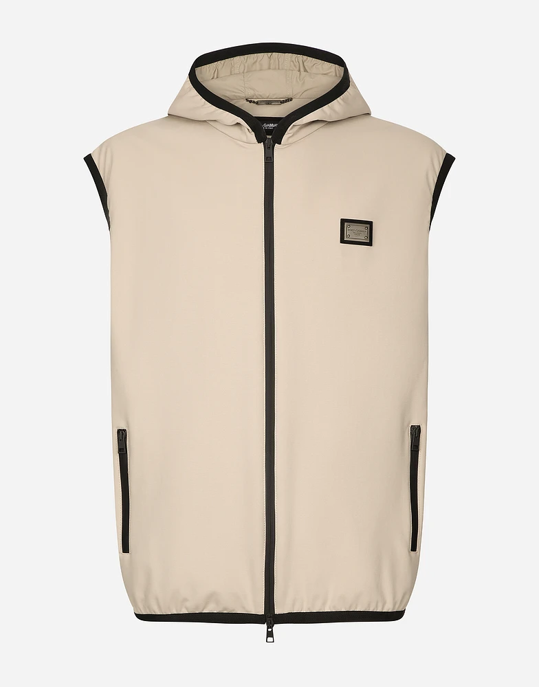 Jersey vest with hood