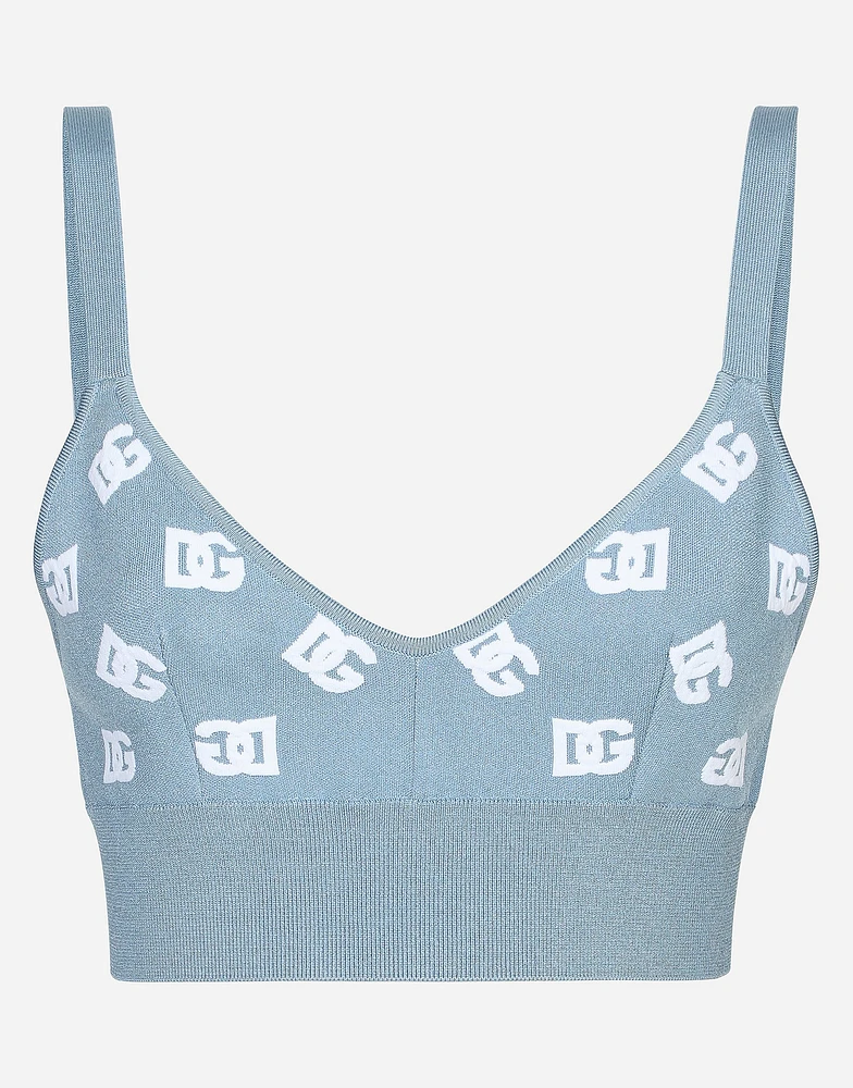 Viscose bralette top with jacquard DG logo